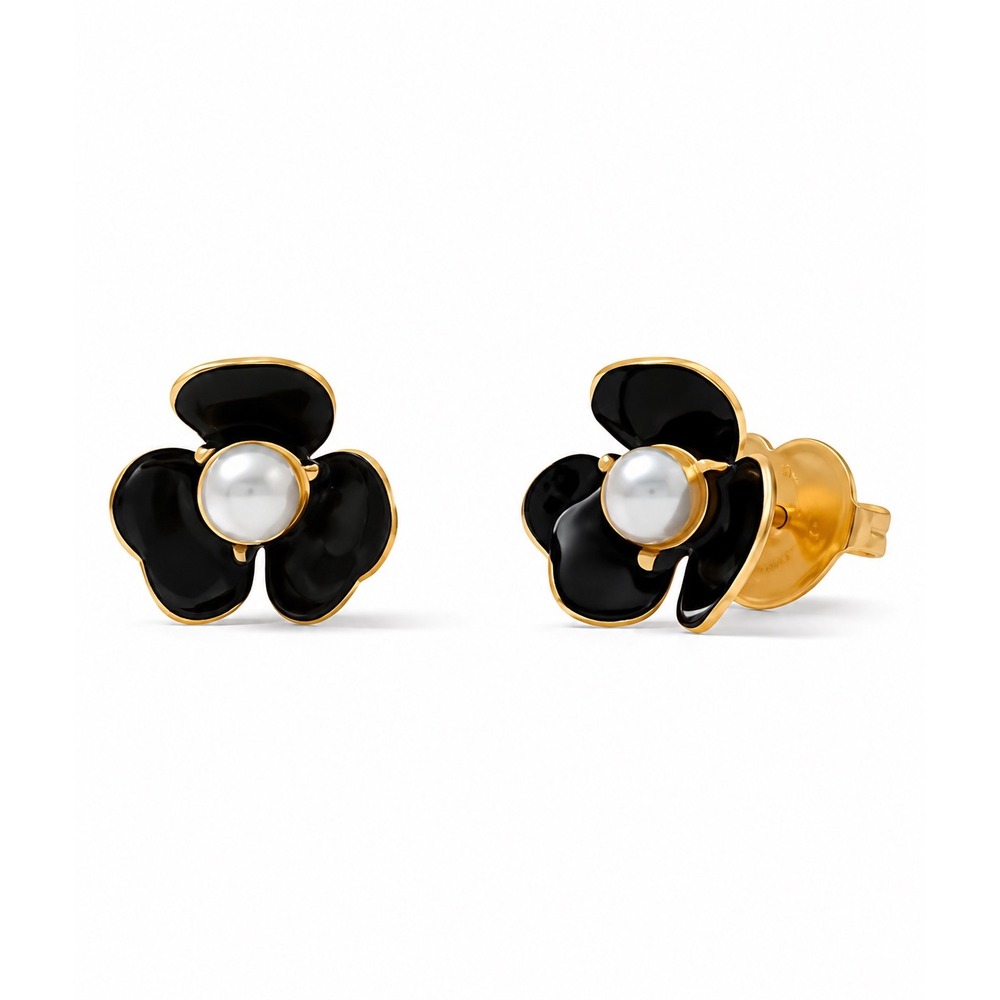 NWT Kate Spade New York Disco Pansy Stud Earrings in Black / BRAND NEW